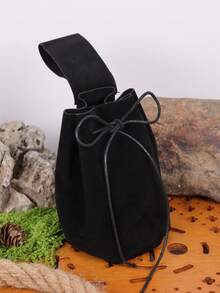 1pc Medieval Renaissance Style Drawstring Pouch, LARP Accessory, Suede Drawstring Bag, Medieval 17th Century Bag Belt Pouch Dice Bag Ren Faire - A - View 10