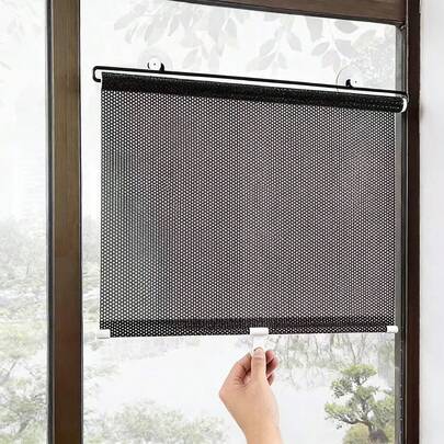 No Drill Suction Cup Balcony Sunshade Curtain, Bedroom Blackout Curtain, Home/Office Retractable Anti-UV Roller Blind