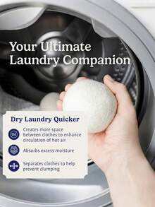 6/3pcs Natural Wool Dryer Balls - Natural Fabric Softener, Reusable, Reduces Wrinkles, Shortens Drying Time, Better Alternative To Plastic Balls And Liquid Softeners. Christmas Gift, Stocking Stuffer, Gift, Fun Gift, Ramadan, Personalized Gift - Apricot - View 5