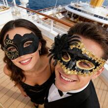 Couple Masquerade Ball Mask, Venetian Party Mask, Halloween Costume Party Opera Carnival Gathering Unisex Fashionable High-End Mask - Gold - View 7