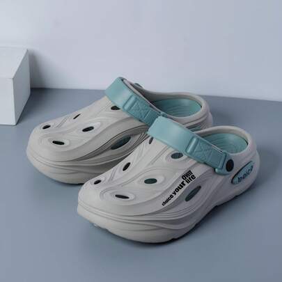 Sandalias slip-on huecas para hombres, diapositivas perforadas, plantilla acolchada cómoda, zapatos de jardín transpirables para exteriores/interiores antideslizantes