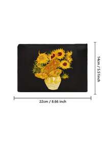 Oil Painting Sunflower Pattern Cosmetic Bag,Cosmetic Organizer,Toiletry Bag, Clutch Bag, Lightweight Foldable Storage Bag ,Travel Essential Bag - Multicolor - View 10