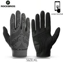 ROCKBROS 1 Stück gestrickte Touchscreen Langfinger Handschuhe, Anti-Rutsch Prägung Gummibeschichtung, SBR Handflächen Pad Stoßabsorption, Unisex Outdoor Fahrrad Warm Kompressionshandschuhe - Dunkelgrau - Übersicht 12
