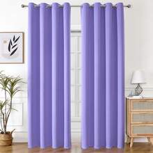 1 pieza Cortina de unicolor de poliéster, cortina opaca para oscurecer la habitación durante un corte de energía, cortina aislante del calor para la cocina, el comedor, la sala de estar y el dormitorio - Púrpura malva - Ver 31