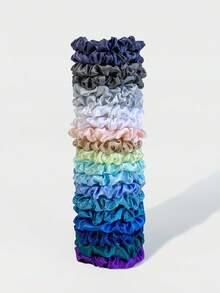 20pcs Ombre Scrunchies Set, 20 Colors Silk Pleated High-Quality Hair Ties Accessories ,Ponytail Holders ,Hair Elastics ,Hair Rubber Bands ,Hair Rope , - Multicolor - View 1