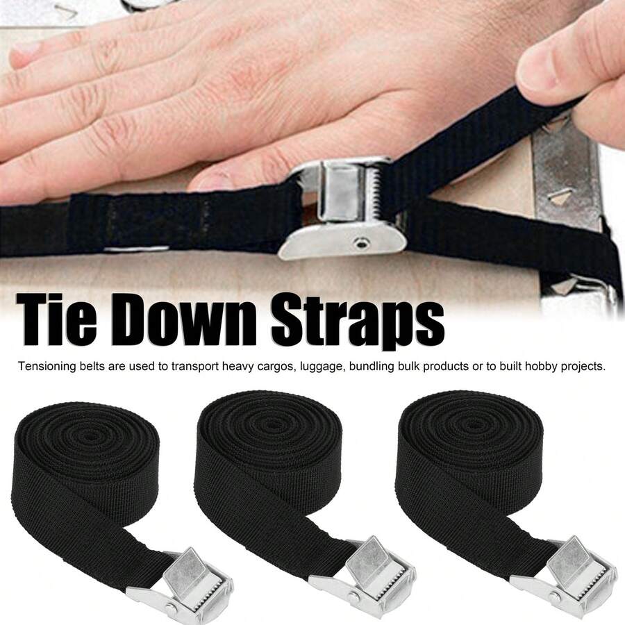 6-Pack Heavy-Duty Adjustable Tie-Down Straps With Buckles: Perfect Tie-Down Straps For Motorcycles, Trucks, And Luggage.
