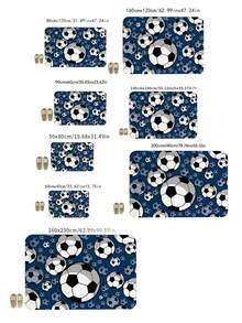 1pc Deep Navy Blue Background With Classic Black & White Football Pattern - Large Main Ball Provides 3D Visual Effect, Paired With Mini Football Prints To Bring The Vibrancy Of The Pitch Directly Into Your Home - Multicolor - View 8