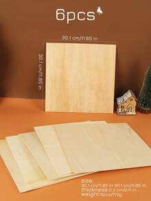 6 件 30 厘米 X 30 厘米/11.8 英寸手工 DIY 木板片，薄木片适用于建筑造型、家居装饰，适用于激光切割、数控雕刻、绘画 - 彩色 - 查看 7