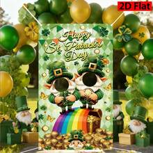 1件圣帕特里克节小妖精脸部镂空拍照背景，带三叶草和彩虹图案 - 爱尔兰主题，35.4*70.8英寸，适用于游行、爱尔兰派对、季节性活动 - 可爱的小妖精角色，节日装饰 - 彩色 - 查看 14