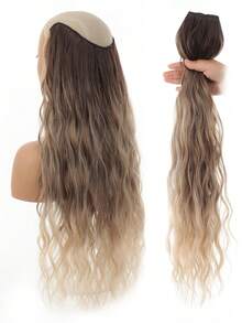 24-Inch Mixed Brown & Gold Synthetic Hair Extensions With BB Clips, 5 Clips Included, Suitable For Women, Heat Resistant Protein Fiber High-Quality Clip-In Hair Extensions - Multicolor - View 6