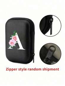 Letter Floral Pattern A-Z Portable Mini Storage Bag,Waterproof Shockproof Digital Accessories Organizer | Zipper Wallet-Style Pouch For Phone Chargers, Data Cables, Wireless Bluetooth Earphones & Headphones | Custom Letter Logo Electronic Gadget Storage Box | Essential For Business Trips, Travel, School, College & Office Use | Ideal For Students, Professionals, Travelers & Digital Gear Lovers - Multicolor - View 10
