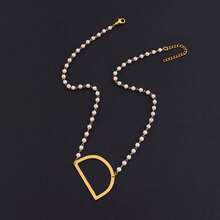1pc Fashionable Retro Large Letter & Faux Pearl Decor Women Necklace - White - View 25
