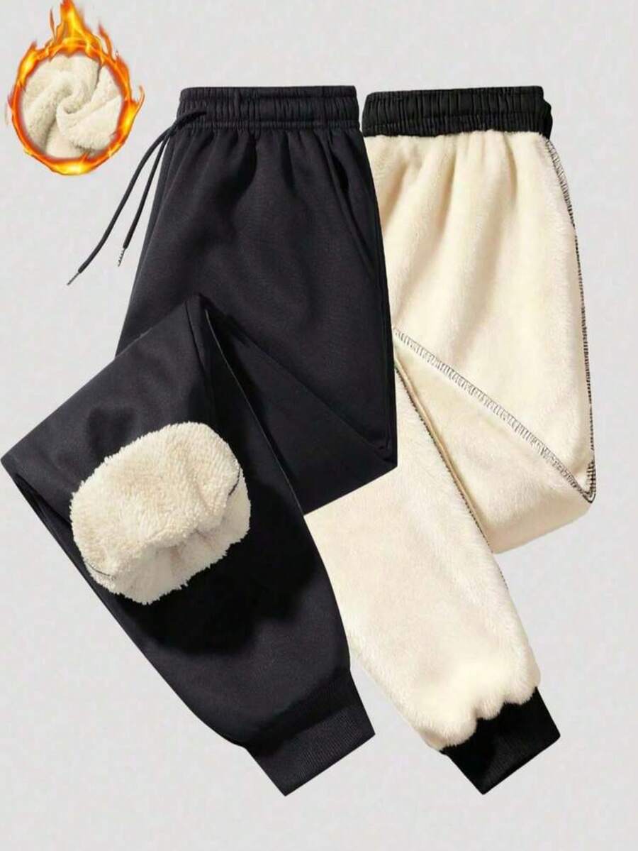 Women'S Thick Thermal Lined Outdoor Pants, Elastic Cuff Design, Suitable For Cold Weather In Autumn/Winter Tights - Black - View 1