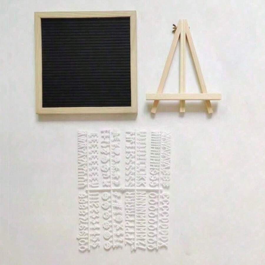 Ensemble de tableau à lettres en feutre de 10 pouces avec 170 lettres - Cadre en bois, tableau à lettres en feutre DIY pour messages interchangeables, convient pour le 100e jour du bébé, l'anniversaire, le mariage et la décoration de fête - Multicolore - Voir 1