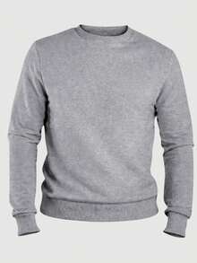 Kit Of 2 Men's Plain Crew Neck Sweatshirts, Unisex Cotton - 黑色/灰色 - 查看 3
