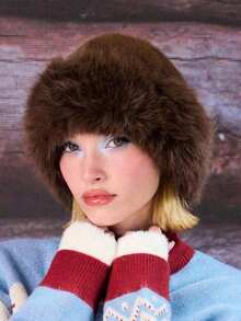 Women's Winter Fuzzy Wide Brim Fluffy Bucket Hat Winter Fluffy Warmer Bucket Hat, Solid Color Versatile Warmer Headwear, Winter.Fall GWJW OHXK - Đa màu 2 - Xem 4