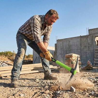 Piccone da giardino mini da 38,5 cm con manico in fibra di vetro (testa da 300g), zappa manuale a doppia testa e utensile per scavare, sarchiare, esplorare e campeggiare