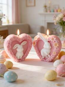 Reusable Silicone Mold For Easter Bunny, Suitable For Making Candles, Sanitizers, Resin Crafts - Delicate Flower And Bunny Pattern Design, Easy Demold - White - View 4