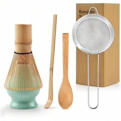 Matcha Whisk Set Bamboo Whisk Kit With Whisk Holder Sifter Scoop Spoon Japanese Tea Ceremony Accessory Gift For Beginners