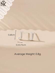 SYMFNY 1对925纯银极简小号26字母A-Z耳钉，男女皆宜，日常佩戴，附赠礼盒 - 銀色 - 查看 5