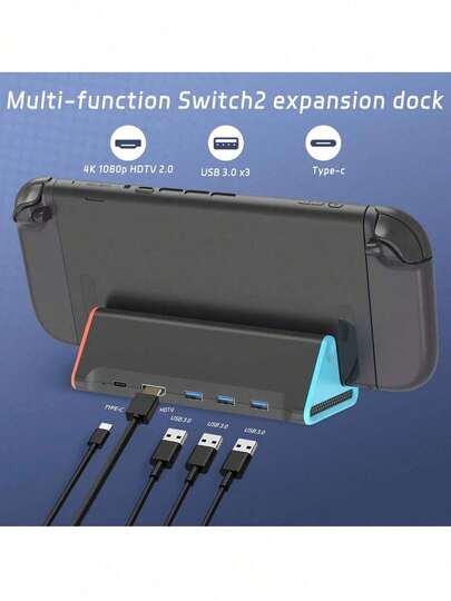 ARIKROII Portable TV Docking Station For Ninte/Ndo Sw/Itch 2 - 4K@60Hz Output, 4 USB 3.0 Ports, Type-C Power Supply, Auto Sleep/Wake Function [Sw/Itch 2 Dock Replacement]