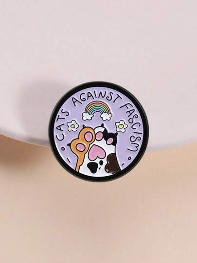1 Piece Kawaii Political Stance Expression Pin Badge Cat Paw Print Rainbow Flower Design Anti- Slogan Fun Pin For Progressive Supporters Daily Attitude Display And Mild Style Decoration Scene