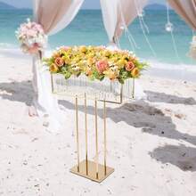 35.43in Crystal Wedding Flower Stands, Crystal Plant/Flower Display Stand, Wedding Floor Standing/Table Centerpiece For Decoration Road Guide, Gold Flower Rack For Wedding Birthday Party Celebration Festival Graduation Home Decoration - Vàng - Xem 5