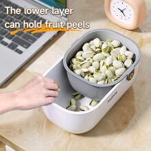 2-Layer Thickened Slouchy Sunflower Seeds & Dried Fruit Storage Box, Living Room Drain Basket Fruit Plate - Multicolor - View 11
