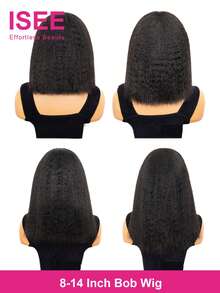 ISEE HAIR Wear Go Bob 假发 7*5 蕾丝闭合 无胶卷曲直发真人发假发 蕾丝前额假发 漂白发结 预拔毛 预剪蕾丝 透明蕾丝 自然发际线 180% 密度 卷曲直发波波头假发 蕾丝闭合假发 无需任何处理 新手友好 无需胶水 即戴即用 自然色/自然黑色假发 适合女性日常佩戴 8-14 英寸 - SNatural - 查看 4