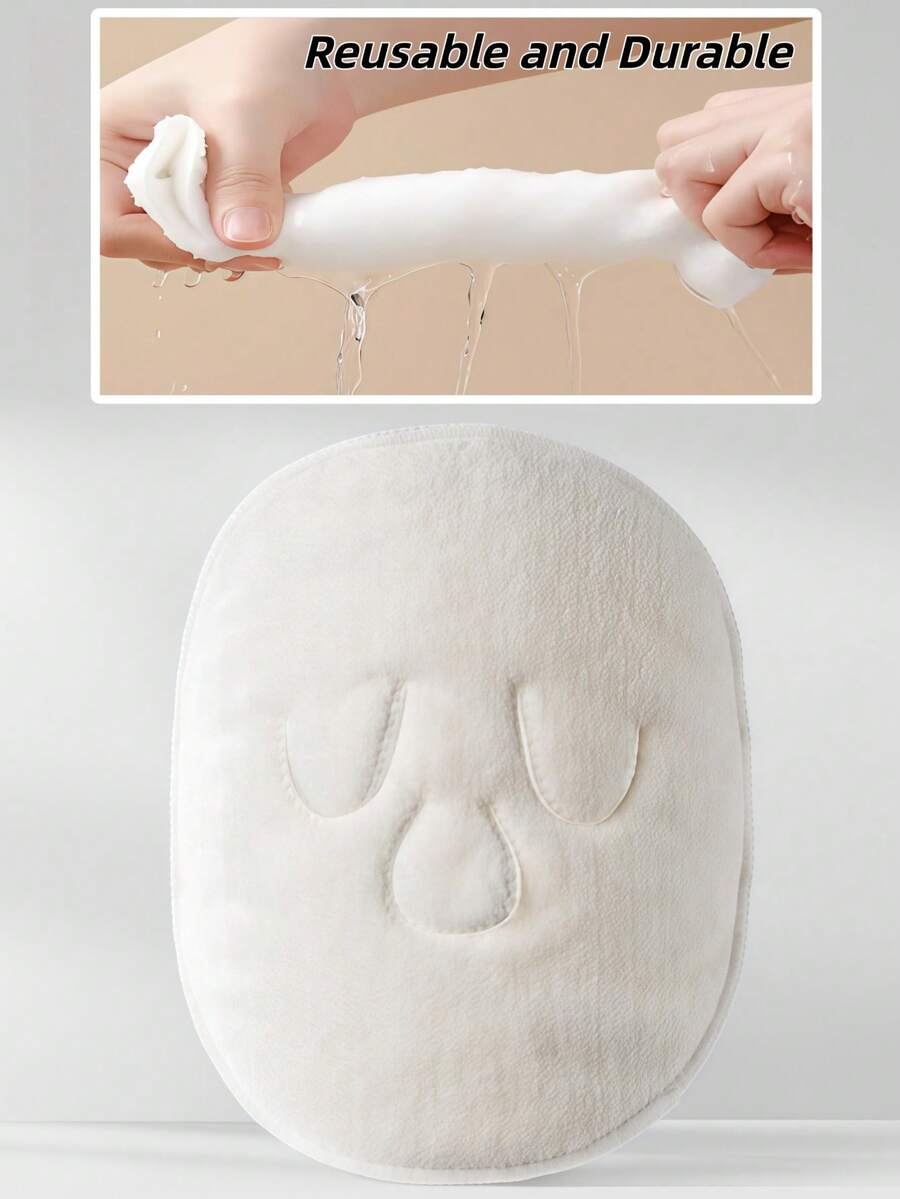 OEIEZ 9.5"X9.45" Reusable Steam Face Mask, Thermal Face Mask, Face Steaming Towel, Suitable For Home And Salon Facial Care - White - View 1
