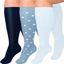 3 Pairs Plus Size Purple Compression Sock Pilates Socks Light Best Long Stockings Support Hose For Flying Travel Must Have Athletic Running Cycling Compression For Women Men - Multicolor - View 12