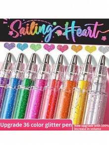 8/12/18/24pcs Colorful Glitter Watercolor Pens, Children's Colored Notebook Specialized Pearl Watercolor Pens, Fluorescent Highlighters, Student Glitter Paint Brushes, Back To School, Back To School Gift - Multicolor - View 1