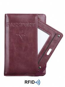 BATSIOE RFID Vintage Oiled Leather Passport Holder, Multi-Functional Passport Wallet, Ticket Holder Card Slots, Travel Document Organizer, SIM Card Portable ID Case, Billfold - Burgundy - View 4