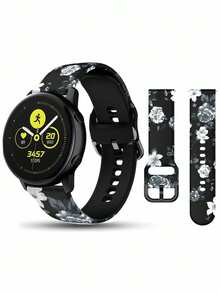 2条装男女时尚硅胶软表带，通用20mm/22mm智能手表替换表带，时尚智能手表表带，兼容Galaxy Watch Gear S3/Galaxy Watch 46mm，Garmin手表腕带配件，兼容华为Watch 5/4/3/GT5/GT4/GT2，适合日常和运动佩戴，是送给女性朋友和家人的完美礼物，圣诞节礼物、生日礼物、情人节礼物。 - 彩色 - 查看 2