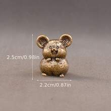 1 Piece Minimalist Cute Little Mouse Desktop Decoration Forged Brass Polished Durable Exquisite Metal Craft Home Office Desk Decor Gift For Animal Lovers Home Decor Enthusiasts - 可愛的小老鼠 - 查看 4