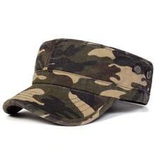 1pc Men's Camouflage Flat Top Cap, Adjustable Outdoor Sports Baseball Hat, Sun Protection, Casual For Spring, Autumn, Travel, Beach - Camouflage - View 6