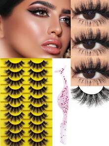 2pcs/10pairs Soft, Fluffy & Natural Mink 3D False Eyelashes Makeup Set, Including Long & Short Lashes - Multicolor - View 2