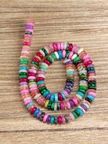 天然石晶椭圆算盘珠，用于珠宝制作，190颗6*2mm天然白石英和绿东陵玉珠，适合制作珠宝、DIY时尚手链和项链，以及作为男女礼物。 - 彩色 - 查看 20