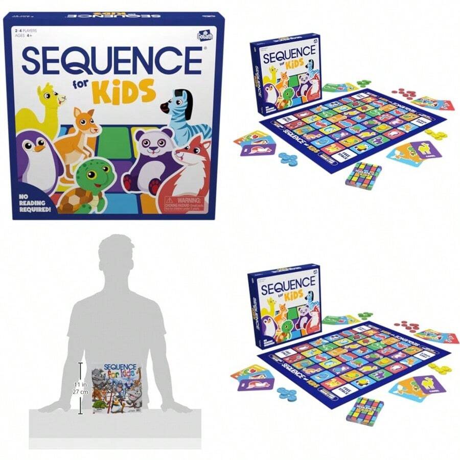 Jax SEQUENCE For -- The 'No Reading Required' Strategy Game By Jax And Goliath Multi Color 11 Inches 2-4 Players (Packaging May Vary)Happy And Playful Games For Children, Essential For Children - As Pic - View 1