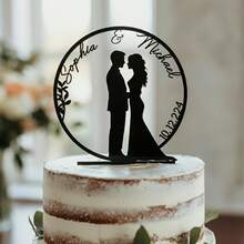 Decoraciones personalizadas para pastel de boda, topper de pastel acrílico con nombre personalizado de la novia & el novio para decoraciones de postres de boda, decoración de eventos con tema rústico bohemio - Etiqueta para pastel de bodas F - Ver 7