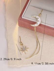 1件复古不对称星月流苏耳环，适合日常佩戴 - 耳環 - 查看 2