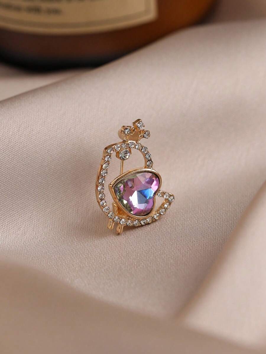 1枚闪亮皇家风别致小鸡胸针，时尚可爱小巧翻领别针，百搭优雅配饰 - 彩色 - 查看 1