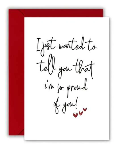 بطاقة تهنئة "فخور بك" - تهنئة على التخرج أو عيد الميلاد أو الأوقات الصعبة - تصميم كرتوني، موضوع خيالي، مع مغلف، الإصدار الإنجليزي