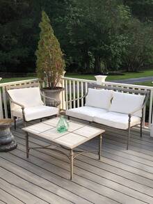 1 chiếc vỏ bọc đệm ghế sofa bằng lụa sữa màu trơn, co giãn tốt, chống bụi, sử dụng được quanh năm cho sân vườn, hiên nhà và ghế sofa mây ngoài trời. - trắng - Xem 7