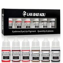 6支/套 - 5毫升（0.169盎司）永久化妆颜料套装 - 低过敏性纹身墨水，适用于眉毛、嘴唇和眼线 - 半永久化妆纹身用品 - 彩色 - 查看 9