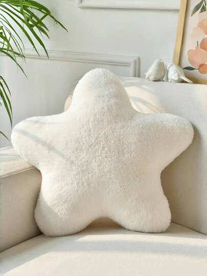 Soft & Cute Faux Fur Star Shaped Decorative Throw Pillow, Suitable For Spring/Summer Sofa, Bedroom, Living Room Decor, Great Gift For Family And Friends