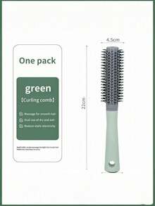1pc Gold Curling Hair Brush, Professional Salon Styling Comb, Anti-Static Heat-Resistant Aluminum Ceramic Styling Brush, Suitable For All Hair Types - Multicolor - View 3
