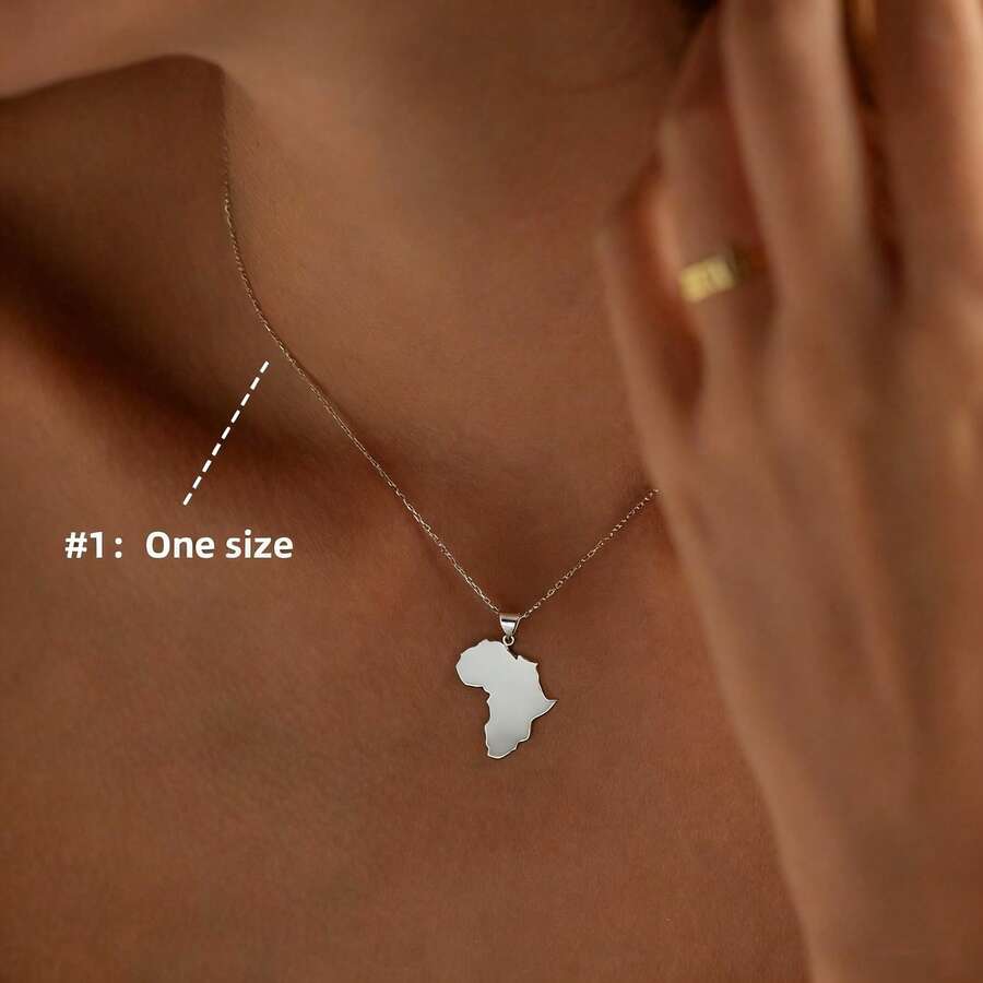 18K Gold African Necklace, Women's Style, Gold African Pendant, Travel Necklace, Daily Necklace, Exquisite Jewelry Gift - Silver - View 1