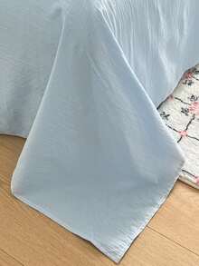 4件套卡通条纹腊肠犬床上用品套装，可爱清新，亲肤柔软双层纱布，优质床上用品套装（1个被套+1个床单+2个枕套），四季皆宜的卧室装饰，情人节/节日礼物，派对装饰，不含被芯和枕芯，枕套图案随机裁剪 - 白藍 - 查看 11