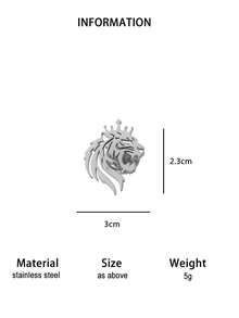 男士个性化虎头胸针 18K镀金不锈钢胸针 复古哥特朋克摇滚虎头饰品 适合日常佩戴 - 彩色 - 查看 8